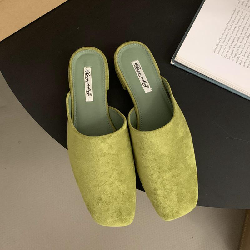 Fashion Bailamos 2025 Women Flat Shoes Fashion Round Toe Slip On Mules Shoes Soft Flat Heel Outdoor Casual Dress Sandal Shoes