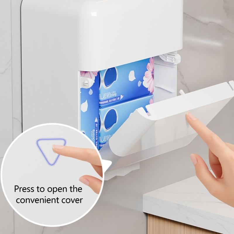 Bathroom Tissue Storage Box Large Capacity Plastic Waterproofed Design Wall Mounted For Bathrooms