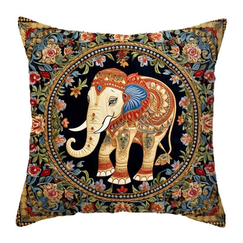 

Bohemian Elephant Throw Pillow Cover Vintage Printed Decorative Cushion Cover Fashion Sofa Bed Car Home Decor Pillowcase 45x45cm