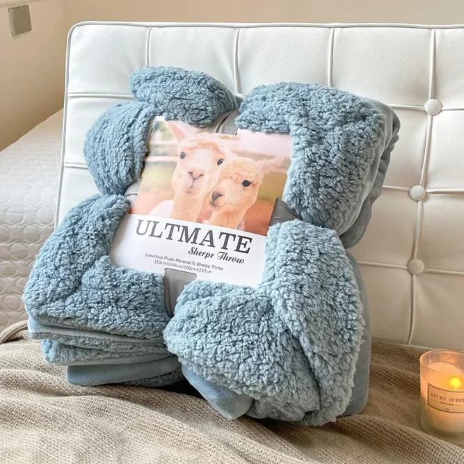 Fashion Best-selling Lamb Wool Blanket Solid Color Thickened Blanket Lunch Break Blankets Warm Bed Sheet Mantas De Cama Cobijas
