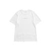 Solid Color Letter Print Pullover Round Neck Short Sleeve T-Shirt Women Tops White 162038108-1