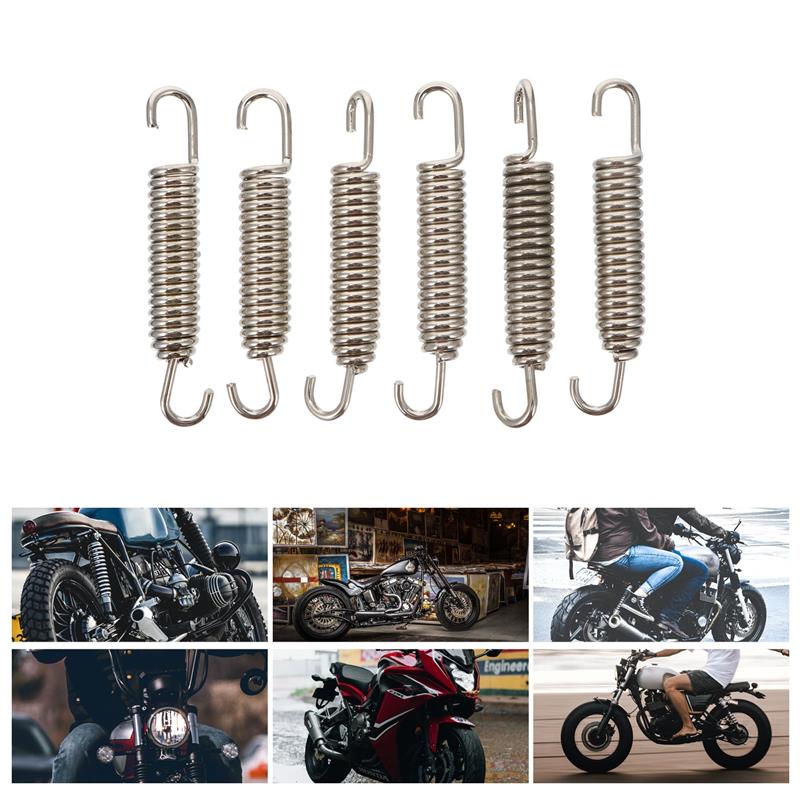 6pcs Motorcycle Exhaust System Muffler Springs Stainless Steel 65mm Length Universal Muffler Exhaust Springs Stretch Spring Hook