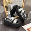 Real soft leather thick-soled women's sandals summer versatile muffin thick-soled and light, small people increase their height with one pedal
