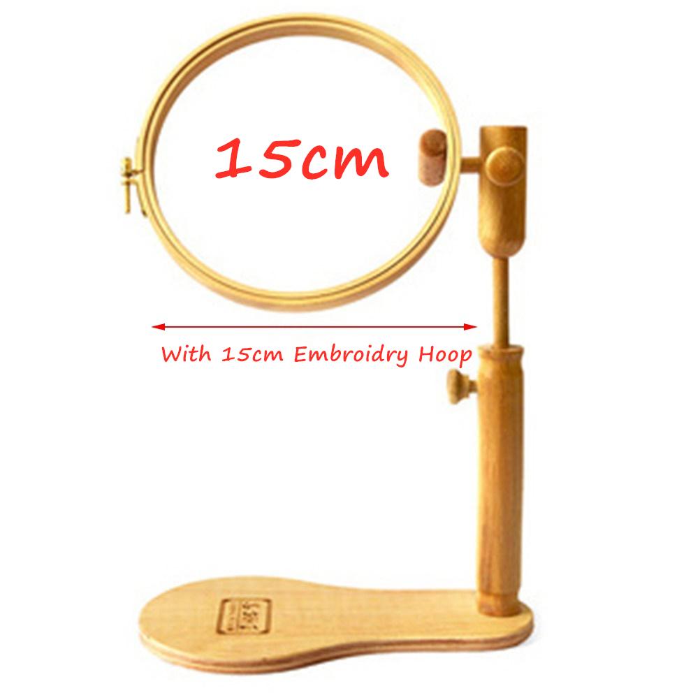 360 Degree Rotation Adjustable Wooden Embroidery Hoop Desktop Stand Cross Stitch Rack Frames Rings Adults Mother Gifts Sewing