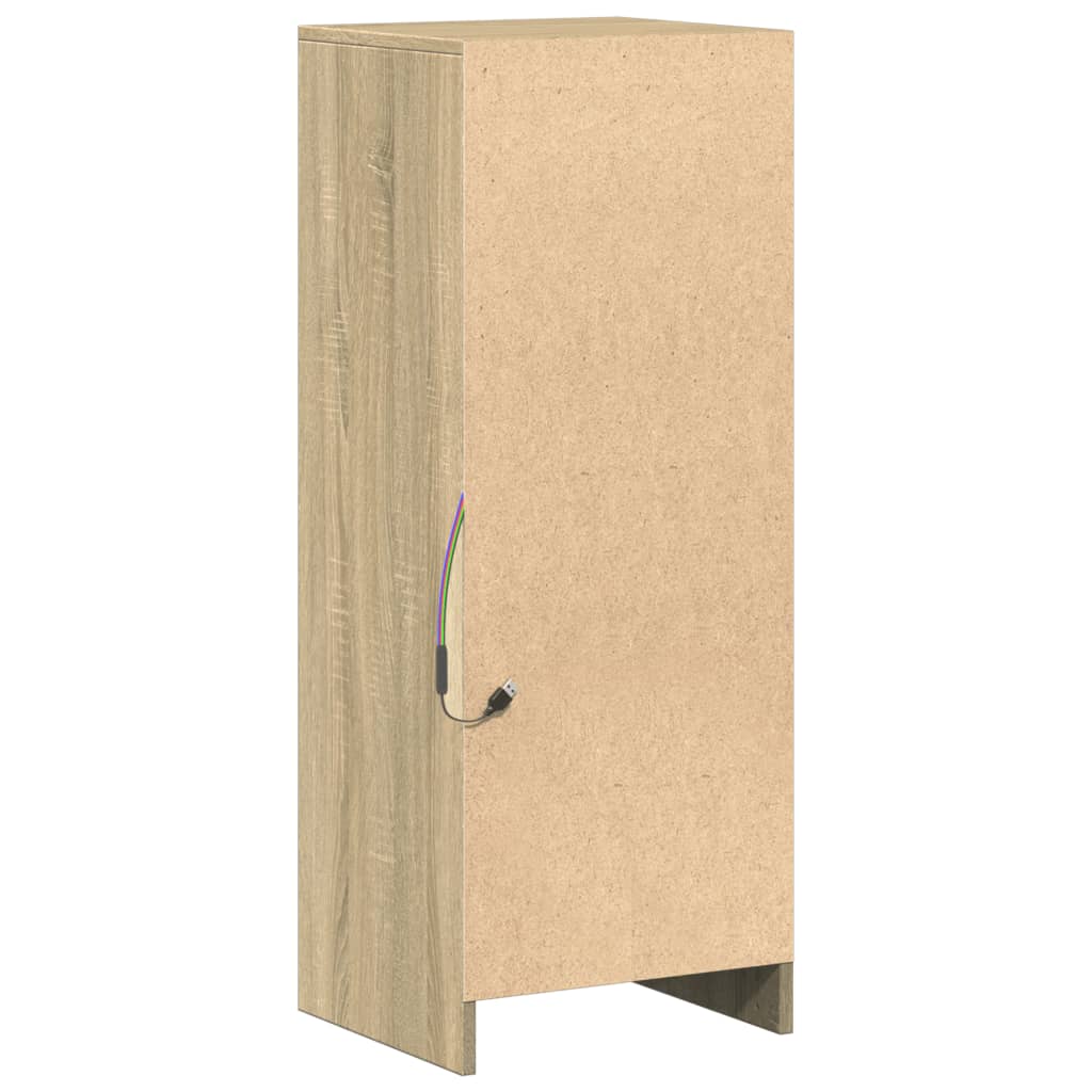 Vidaxl Szafka Z Led, Dąb Sonoma, 38X34X100 Cm, Materiał Drewnopochodny