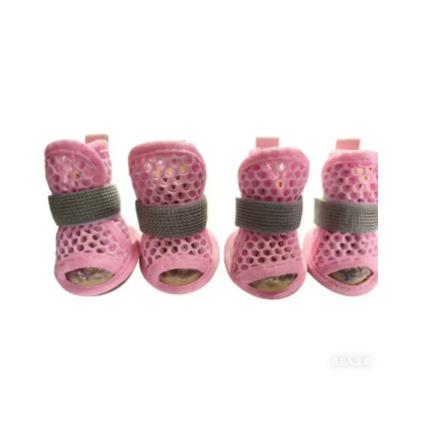 4Pcs Cute Mesh Dog Shoes Non-slip Elastic Strap Cooling Dog Boots Wear-resistant Dog Foot Cover Pet Sandals Summer For Pets New