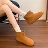2025 autumn and winter new fashion snow boots thickened warm cotton shoes mustard green cute bread shoes flat short boots
