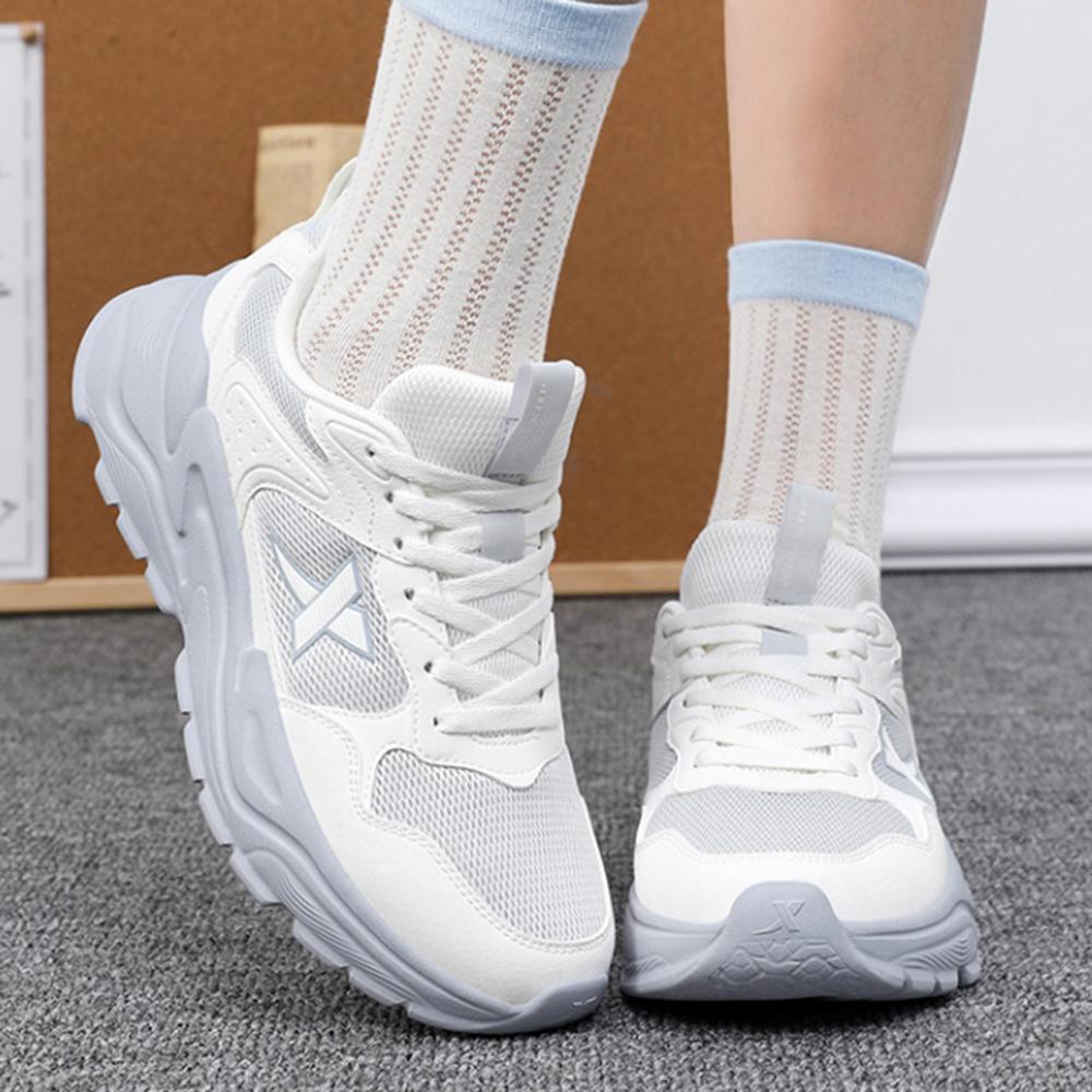 Xtep Lightweight Versatile Trendy Breathable Rebound Low-Top Casual Running Shoes Women sneaker White Gray 875218320034-1