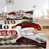 3-teiliges Weihnachtsmann "Ho Ho Ho" Bettwäsche-Set mit 1 Bettbezug und 2 Kissenbezügen (Kein Kern), Festliches Geschenk für Schlafzimmerdeko, Anime Cartoon