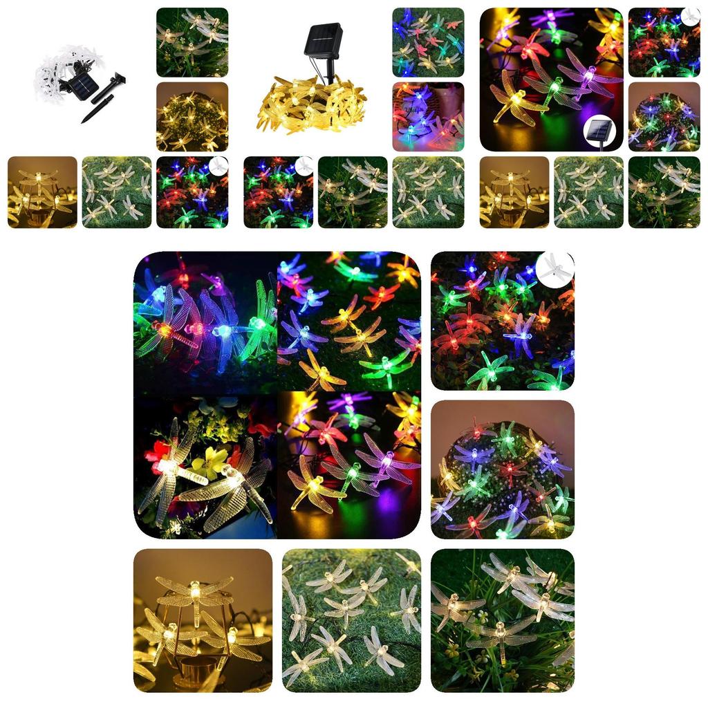 Stunning 20 Led Solar Powered Dragonfly And Butterfly String Lights For Garden Decor