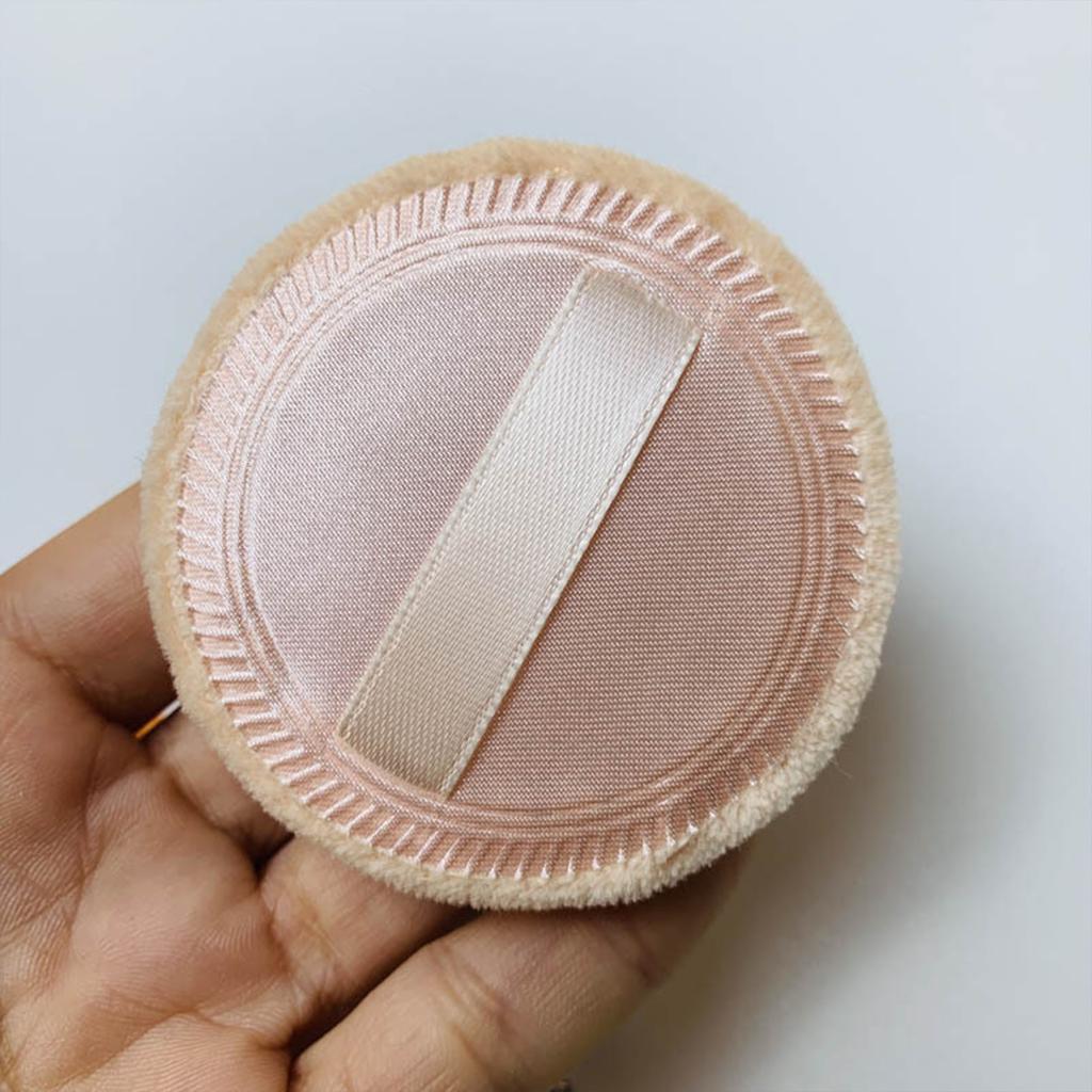 10pcs Powder Puff Cotton Cosmetic Face Makeup Powder Puffs Pads With Ribbon For Loose And Foundation 2.36 Inch