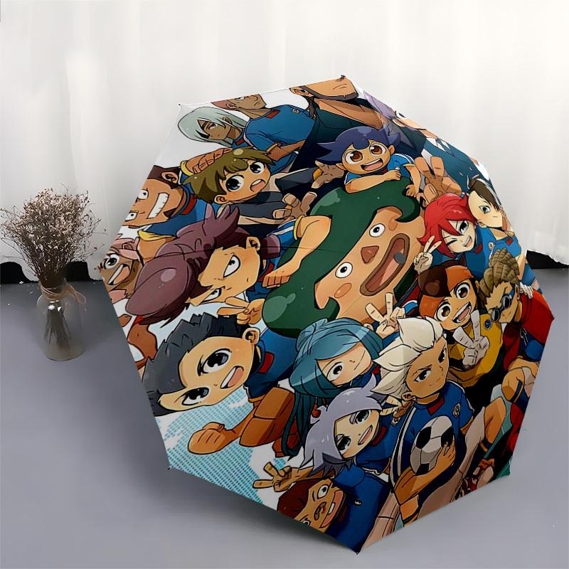 1pc Captain Tsubasa Automatic Folding Outdoor Umbrella - Portable Tri-Fold Design with 8-Rib Iron Frame, Perfect for Fans, Travelers, Daily Use,