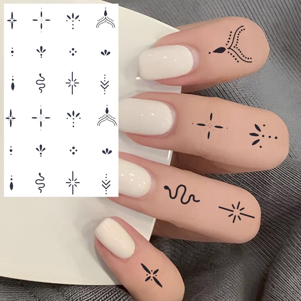 1 Hoja Araña Letra Flor Patrón Pequeño Tatuajes Temporales Para Mujeres Dedo, Pegatina de Tatuaje Falso Realista de Larga Duración
