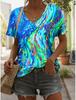 Summer Vintage Flame 3D Print T-shirt Women Streetwear Casual T Shirts Y2k Tops Woman Harajuku V-Neck Tees Oversized Clothing