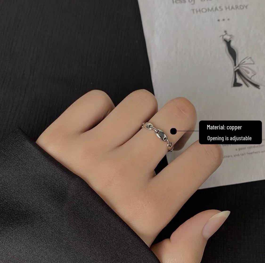 Chao Xiaobai 925 Sterling Silver Adjustable Korean Style Ring - Light Luxury, Niche Design, Simple, Fashionable.