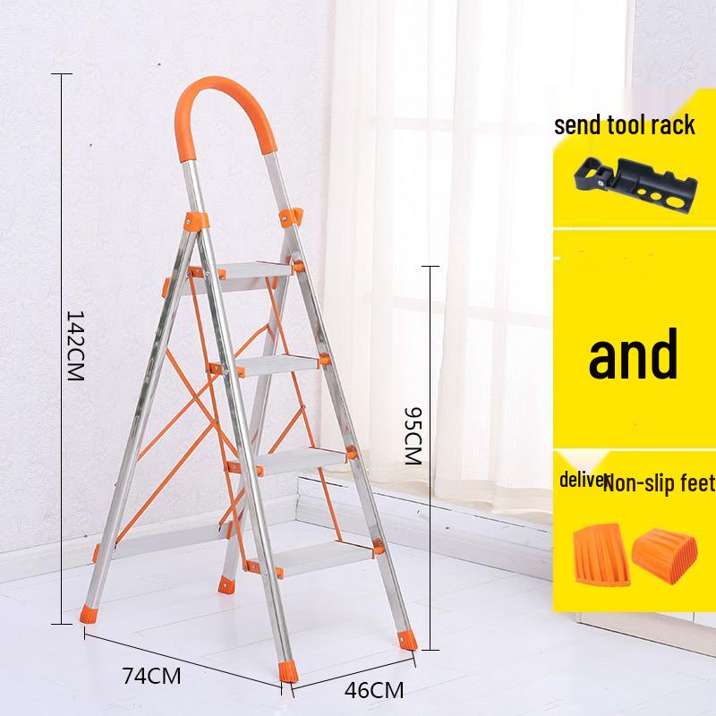 Portable Multifunctional Indoor A-Frame Ladder - 4/5 Step, Folding, Thickened, Telescopic, Mobile