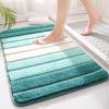Striped Water Absorbent Door Mat for Bathroom Entrance, Non-slip Quick Dry Floor Rug for Toilet & Bedroom Doorway