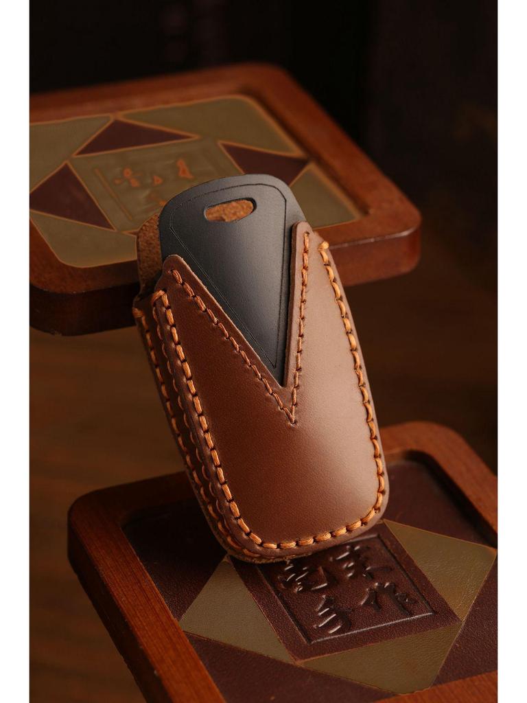 Retro Leather Key Cover for Changan CS75/Yidong – Men's Simple Cowhide Protection