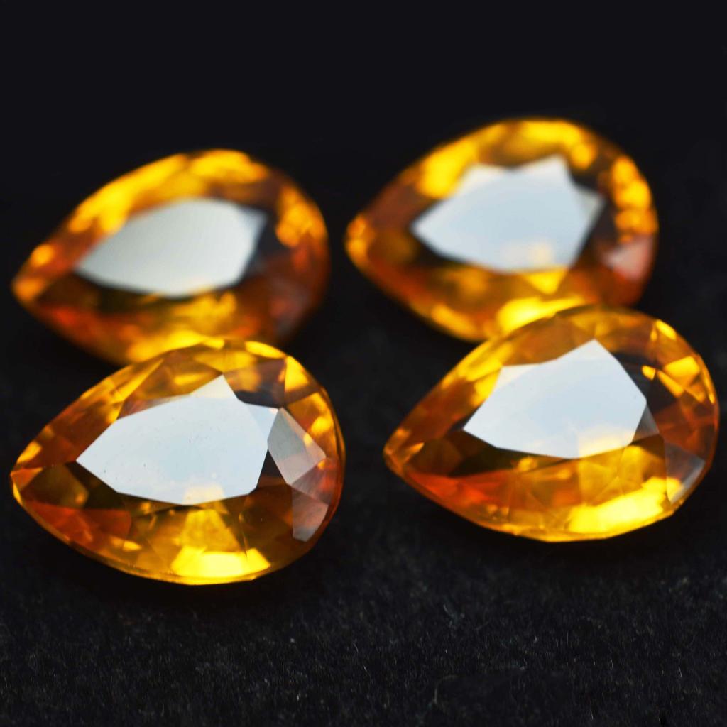 4 Pcs 36.45 Ct Yellow Sapphire Pear Cut Natural CERTIFIED Loose Gemstone Lot SD-06