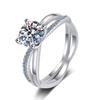 Bague Ringen S925 Sterling Silver Luxury Jewelry 1 Carat D Color Moissanite Diamond Ring For Wedding Four Claw Cross Hollow Rings
