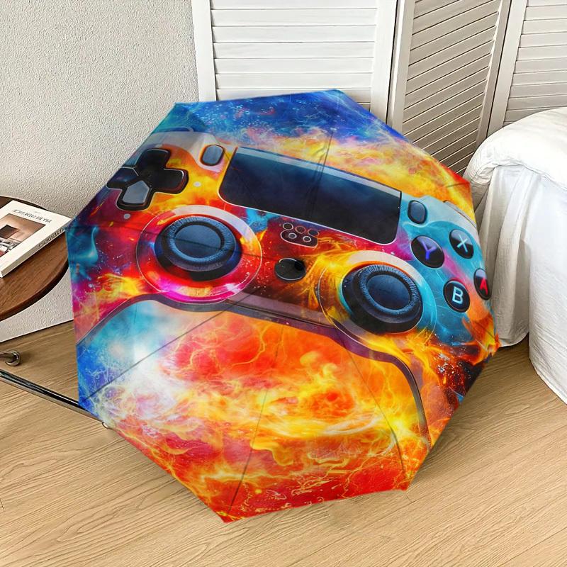 1pc Fire Lightning Pattern Umbrella Design Automatic Opening and Closing Umbrella, High-quality Travel Umbrella, C1128150