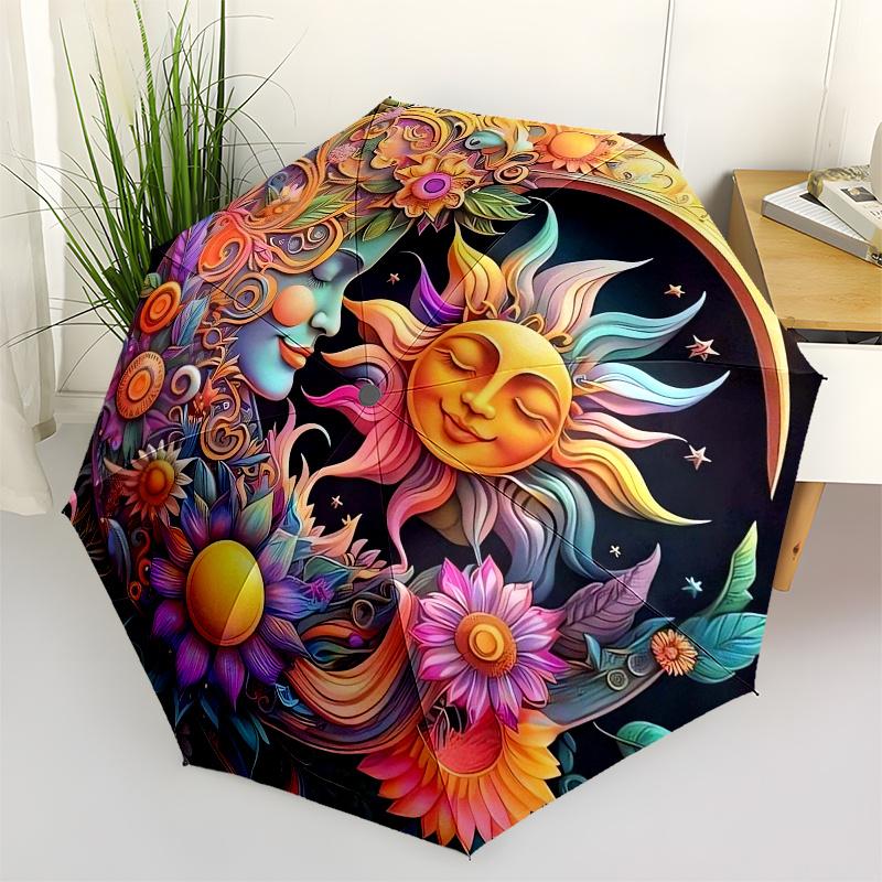 

Sunflower, Moonlit themed Eight rib Automatic Folding Umbrella Is Suitable for Both Men and Women, Making It A Perfect Christmas and Valenti