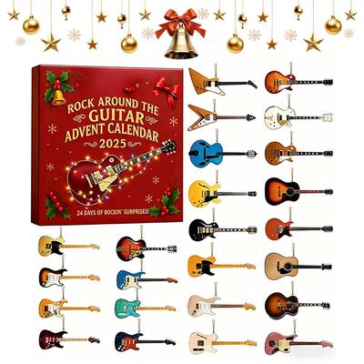 Pedra Acrílica Plana 2D Ao Redor da Guitarra Calendário do Advento de Natal 2025 Estatueta Coisas Para DIY Brinquedos Surpresa de Natal Presente