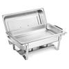 Rectangle Chafing Dish, 9.91L 4 Pack Stainless Steel Chafing Dish, Food Warmer Chafer Complete Set with Hollow Handle, 2 Food Tongs, Lid, Fuel Holder,