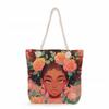 Multifunctional Rose Girl Printed Thick Rope Shoulder Beach Bag Casual Large Capacity Handbag 0247