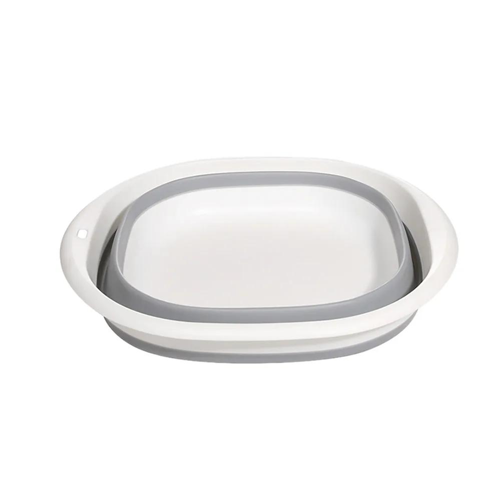 Kunststof opvouwbare wasbak, draagbare wasbak voor thuis, badkamer, keuken, bad voor volwassenen en baby's, reiswasmand grijs