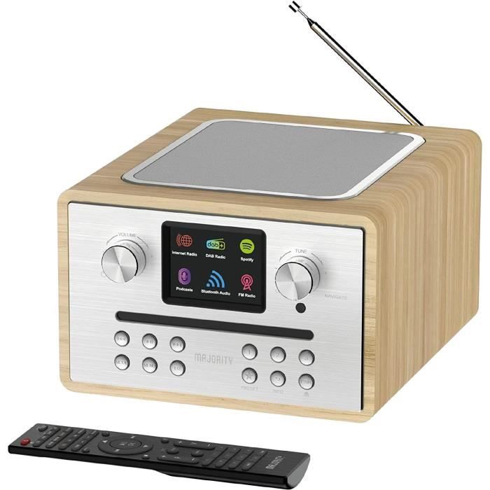 MAJORITY HOMERTON 2 - Radio INTERNET/DAB+/FM - Lettore CD - Spotify Connect - Bluetooth/USB - Doppia sveglia - Colore Quercia