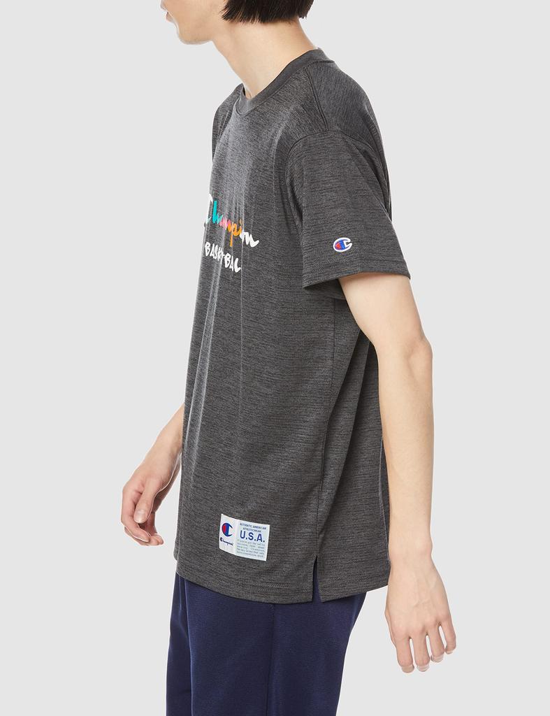 Champion Dry Saver Basketball Heather Size Graphic Logo Print T-Shirt, Men's Black, L, C3-VB354, Sweat-Reducing, Anti-Stick, Moisture-Wicking,