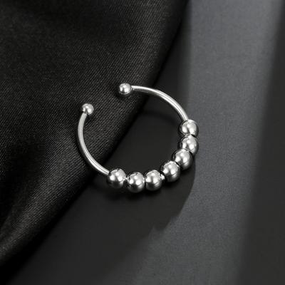 Stainless Steel Rotate Beads Anxiety Rings Open Stress Relief Fidget Rings For Women Men 2026 Fashion Jewelry Birthday Gift