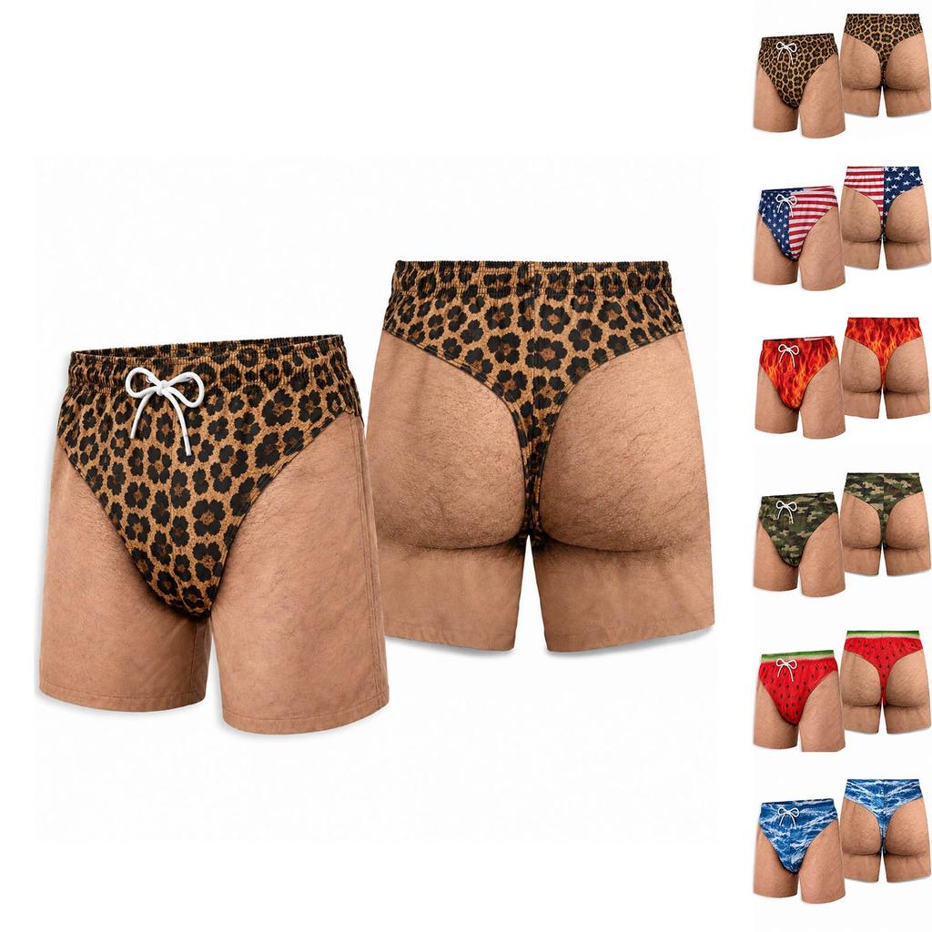 Men's Hawaiian Printed Loose Fit Beach Shorts for Vacation and Summer