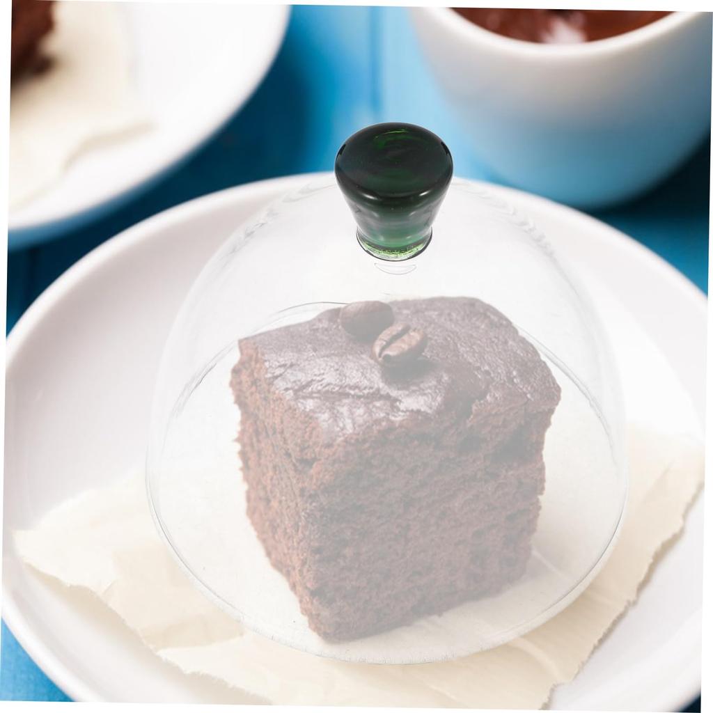 KICHOUSE 4-inch Heat-Resistant Glass Smoked Dome Cover, Clear Food Cover, Food Protection, Ideal for Storing Cakes and Bread