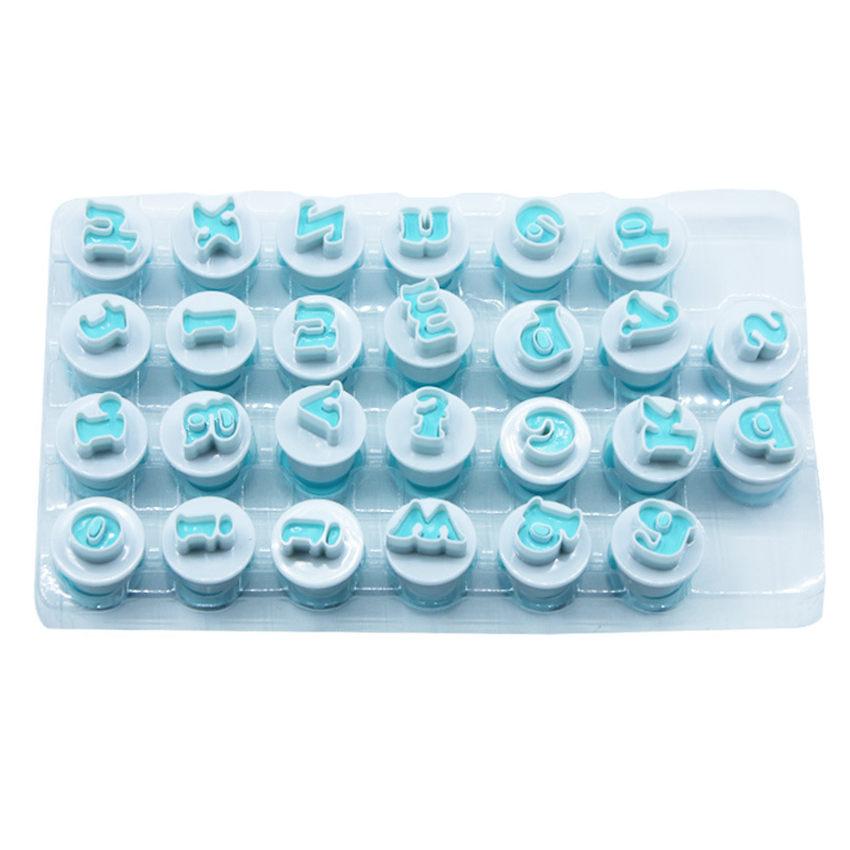 26 PCS Mayúsculas y Minúsculas Alfabeto Inglés Número Primavera Galleta Molde, Azúcar Girando Chocolate Impresión Decorativa Molde para Hornear