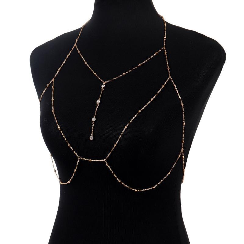 Pure Desire Wind Chest Chain Body Chain Female Sexy Bikini Light Luxury Three-dimensional Clavicle Neck Chain Backless Sex Accessories