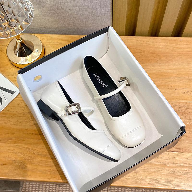 

Круглый квадратный носок, светлый рот, серебристые маленькие кожаные туфли на плоской подошве, внутренняя высота увеличивающая, мягкая подошва, туфли Мэри Джейн, женские 43