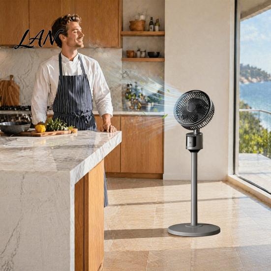 Living Room Fan Mini Floor Fan, Portable USB Air Circulation for Home Office, 3 Natural Breeze Speed Quiet Stand with 5m Airflow, Wide Angle