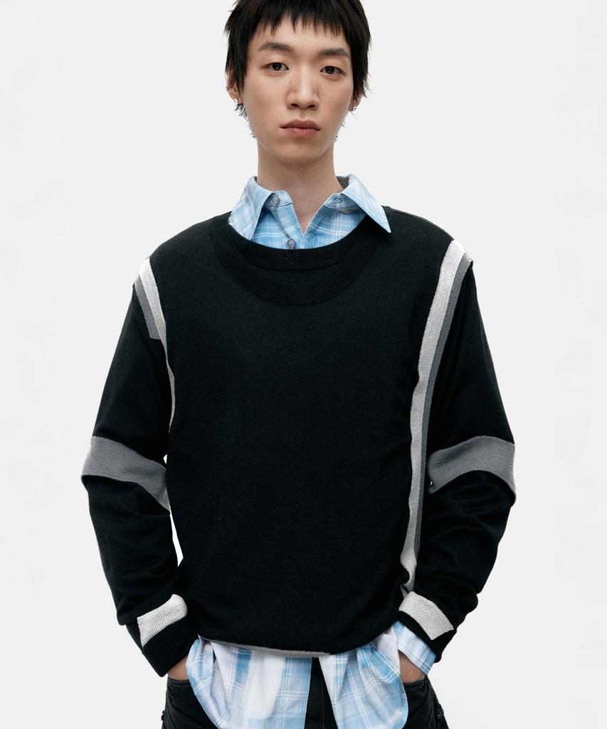 ADSB ANDERSSON BELL Layered Crewneck Sweater Atb1334M(Black)