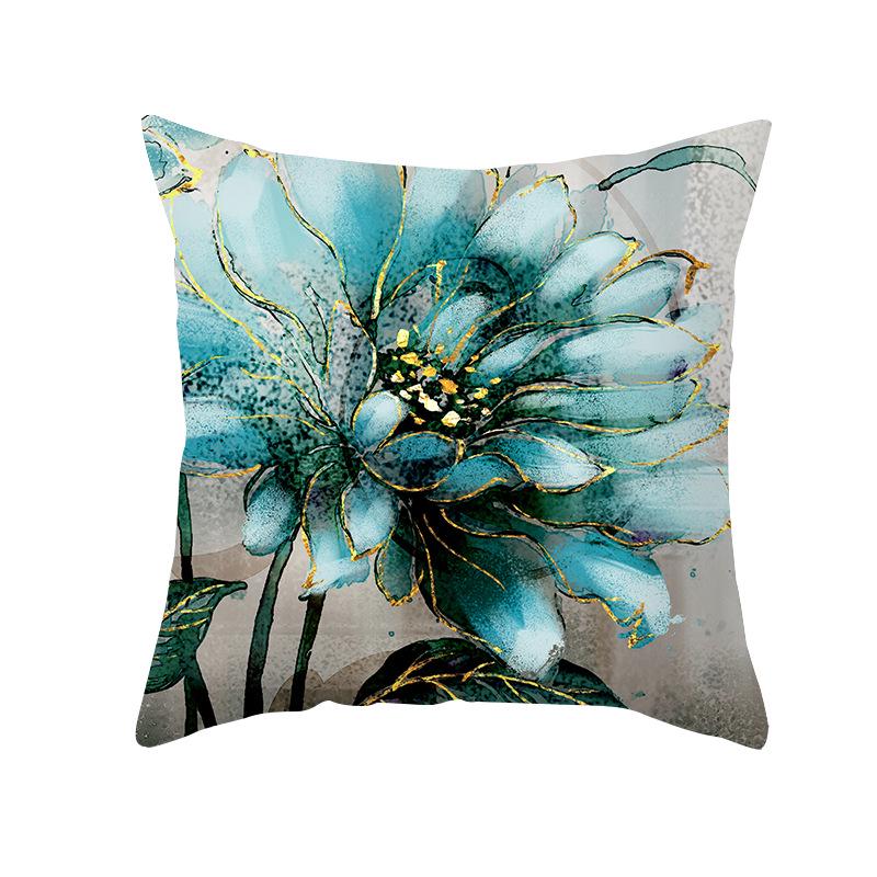 Peach Skin Ginkgo Leaf Pillowcase - Green Plant Design Sofa Cushion Cover for Living Room