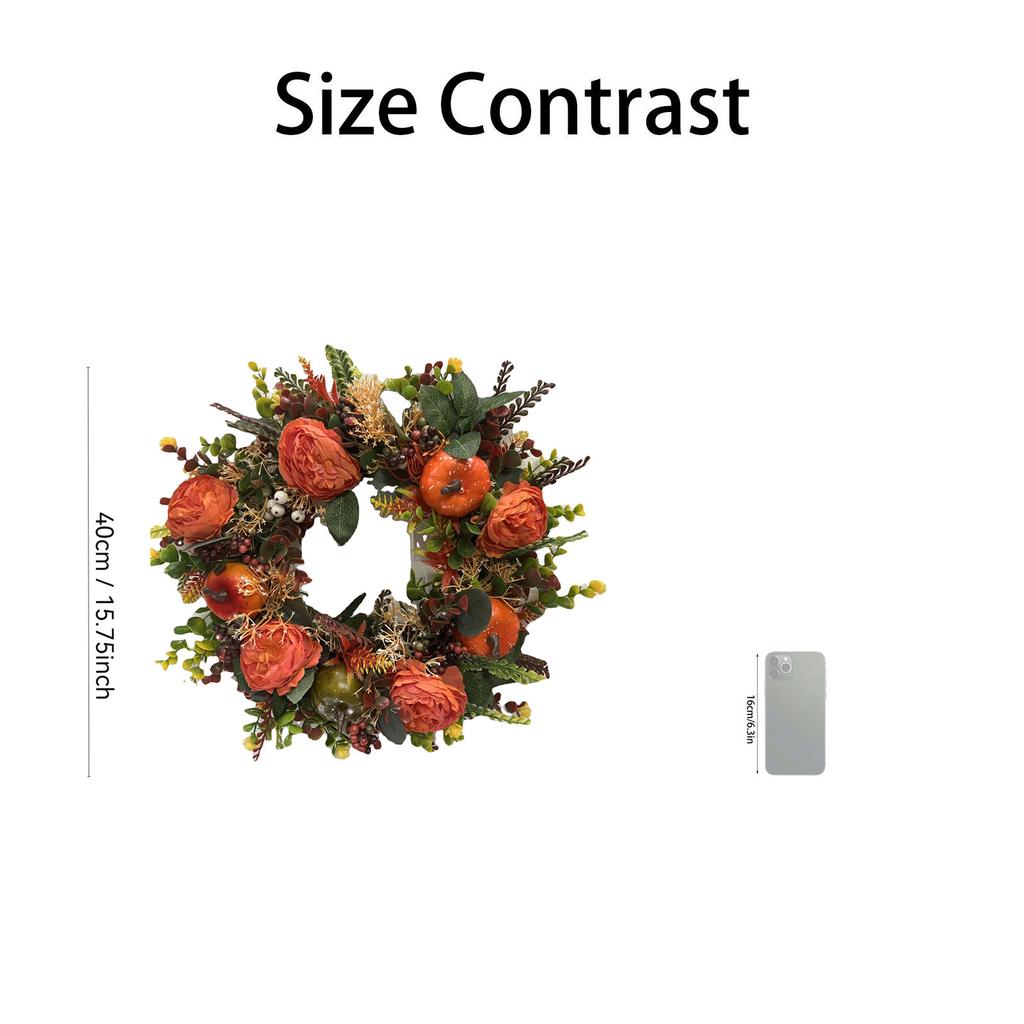 Fall Wreath For Front Door Wreath With Artificial Pumpkin