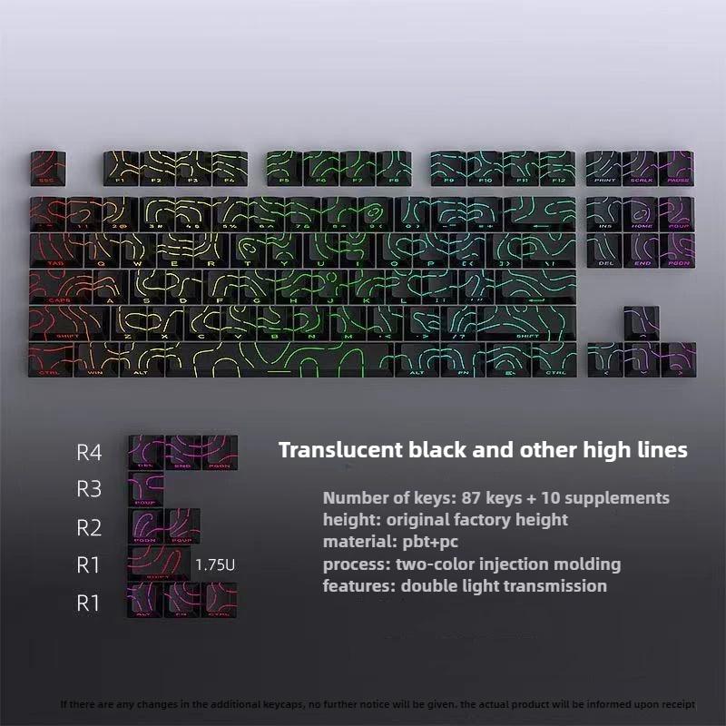 Keycaps 4.0 Version Shine Through 97 Key Pbt Profile Side Print Backlit For Mx Gamer Mechanical Keyboard