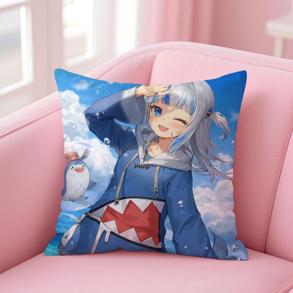 Hololive EN Gawr GuraG Cushion Cover Pillow Case Soft Skin Friendly Fabric  Concealed Zipper