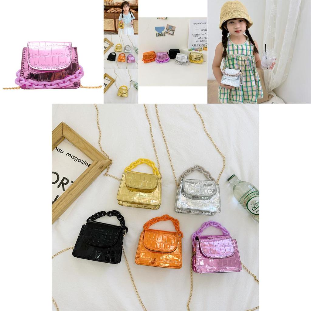 New Korean Version Girls Shoulder Bag Shiny Stone Pattern Fashion Chain Bag For Kids