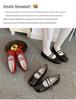 In Stock Rockfish Patent Leather Mary Jane Ballet Flats with Double Strap Bow - Women's Round Toe Low-Cut Shoes