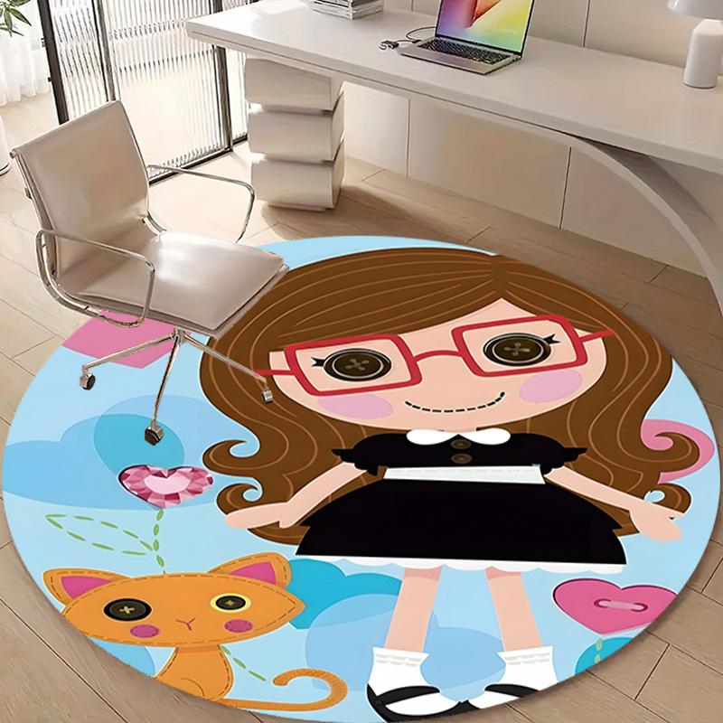 1pc Lalaloopsy4 Design Printed Area Round Carpet for Bedroom Living Room Home Decor Rugs Mat Non Slip Mat Rug for Bedside