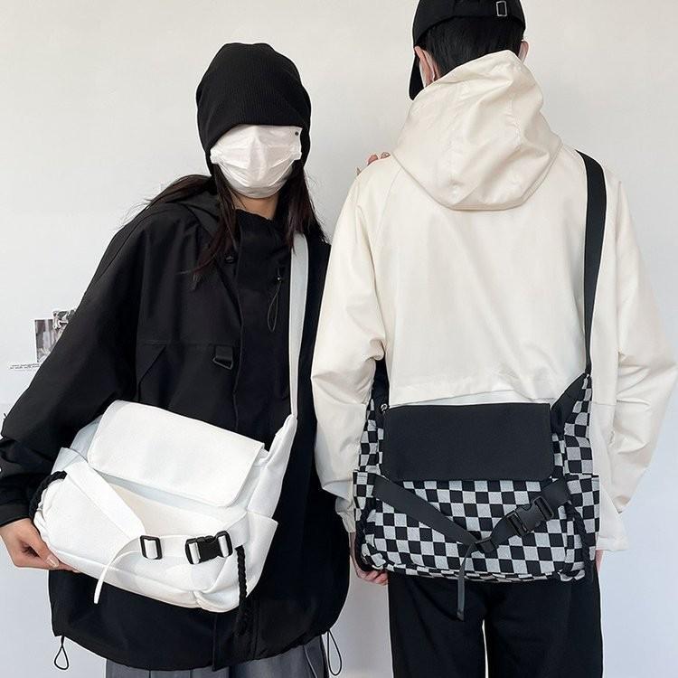 Japanese Vintage Casual Crossbody Bag For Women Spacious Checkerboard Design
