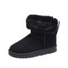 Winter Boots with Fur Lapels and Rabbit Ears Decorated with Rhinestones on A Flat Rubber Sole, Size: 35-41