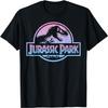 Jurassic Park Pink Blue Gradient Distressed Logo T-Shirt T-Shirt
